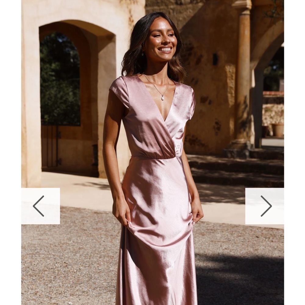 Billy J Dusty Pink Satin - Selma Maxi Dress size 4 (small)